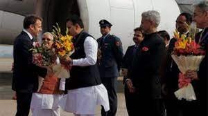 French President Emmanuel Macron Arrives In Jaipur French President Emmanuel Macron Arrives In Jaipur