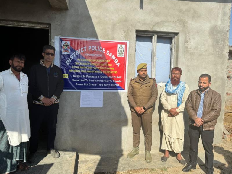 Property of Drug Dealer Seized in Jammu and Kashmir’s Samba
